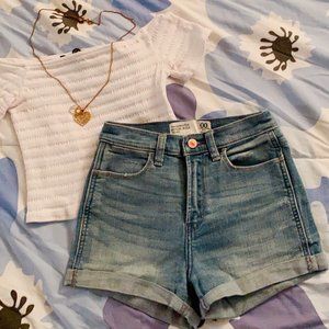 A&F HIGH-RISE CUFFED DENIM SHORTS